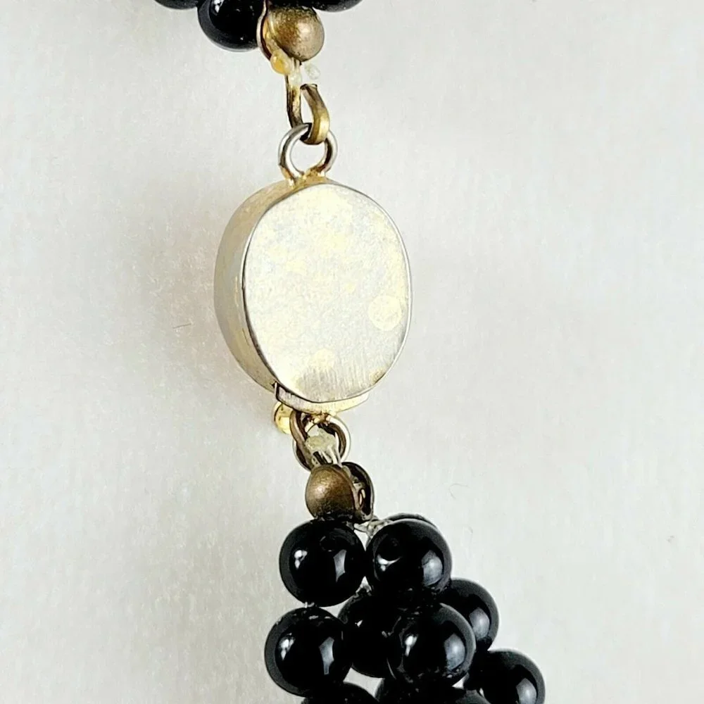 Vintage Black Agate & Angelskin Coral Multi-strand Necklace 28